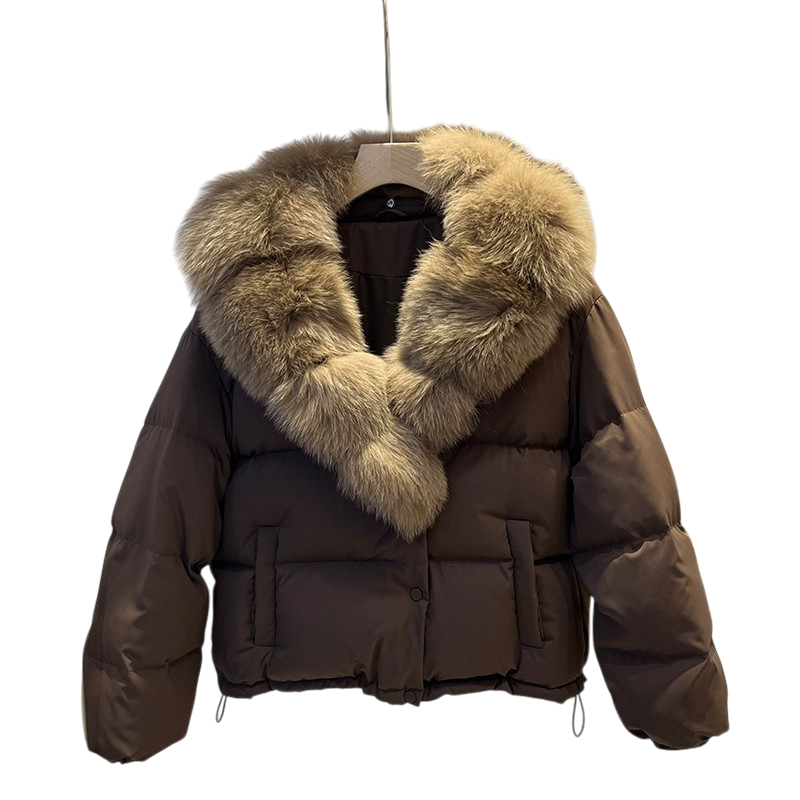 Daunenjacke mit Pelzkragen