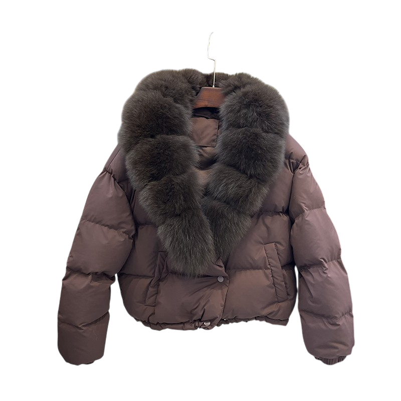 Daunenjacke mit Pelzkragen